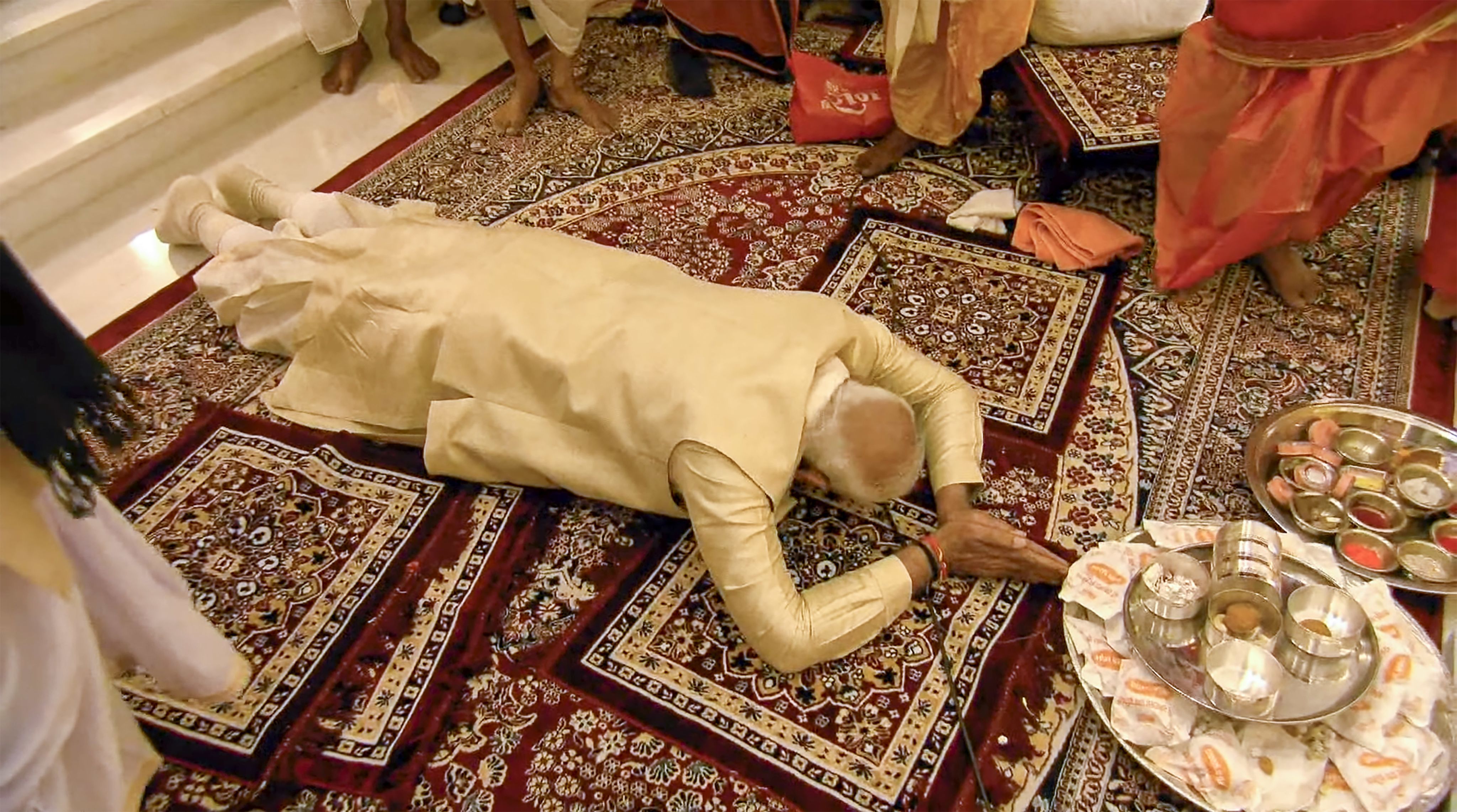 Prime Minister Narendra Modi during the consecration ceremony of the Ram temple in Ayodhya, January 22, 2024. Credit: PTI Photo