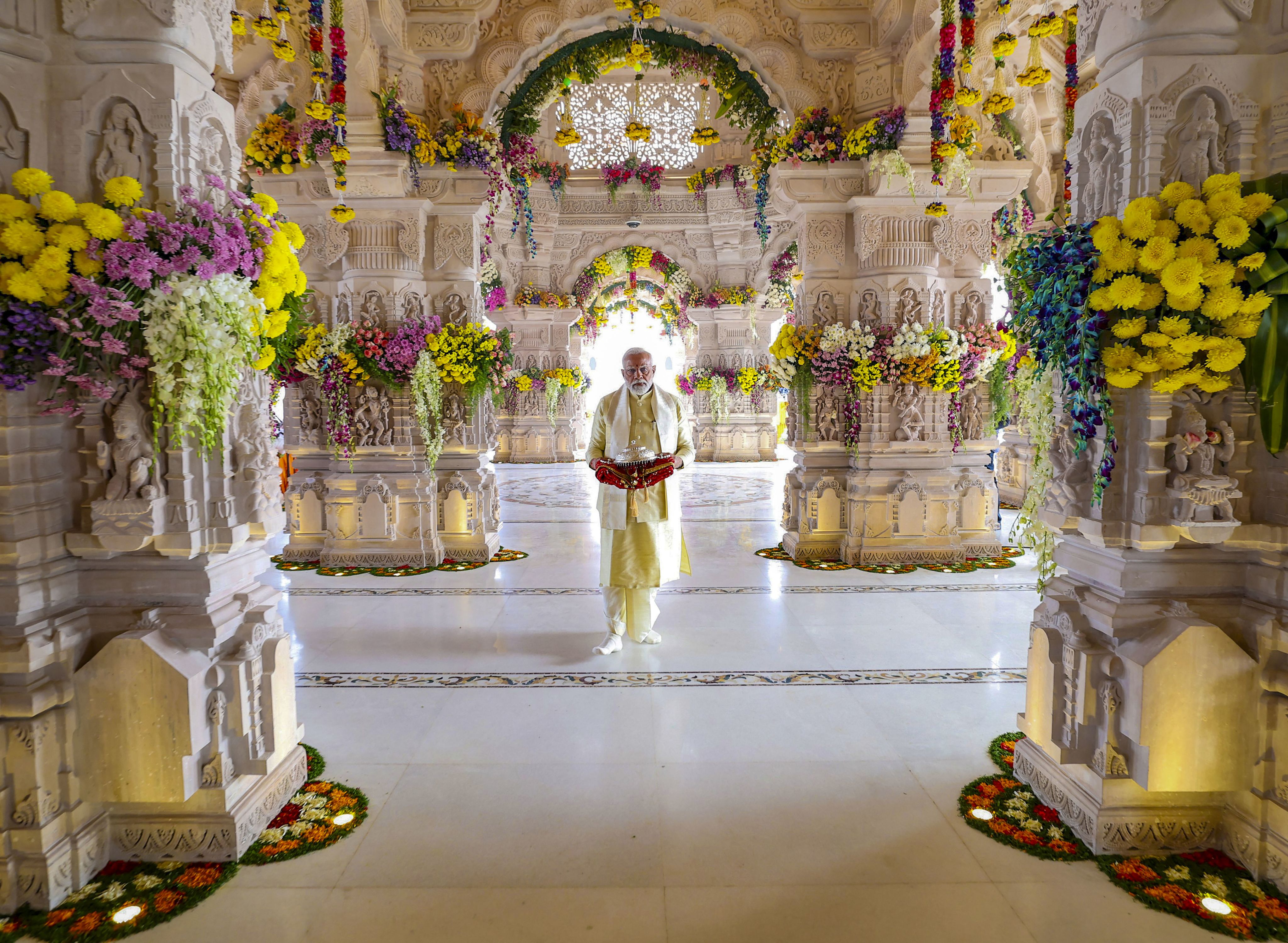Prime Minister Narendra Modi during the consecration ceremony of the Ram temple in Ayodhya, January 22, 2024. Credit: PTI Photo