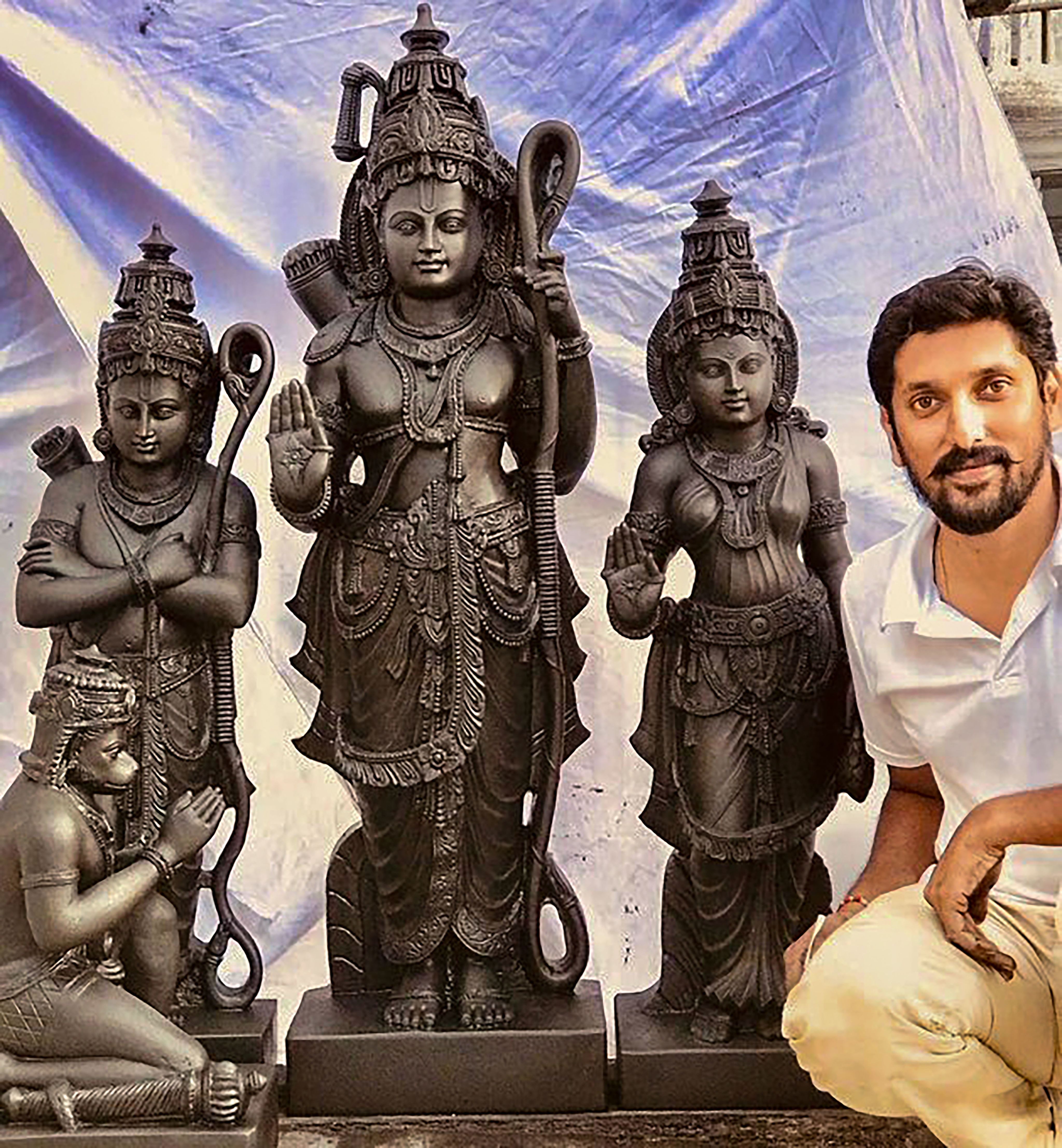Sculptor Arun Yogiraj, whose idol of Lord Rama has been selected for installation at the Shri Ram Janambhoomi in Ayodhya. Credit: PTI File Photo